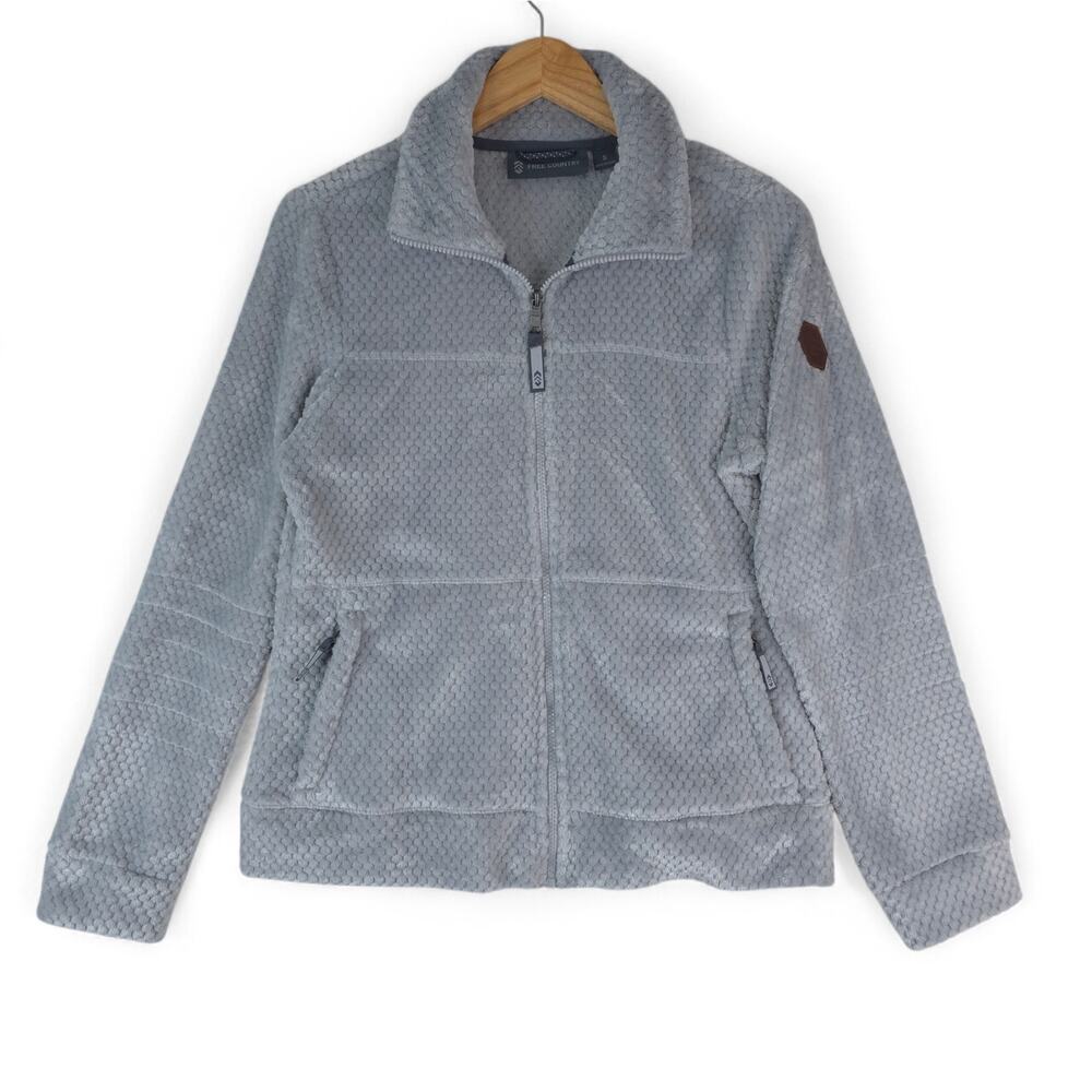 Free Country Jacket Womens S Gray Faux Fur Full Zip Soft Plush Fleece Cozycore